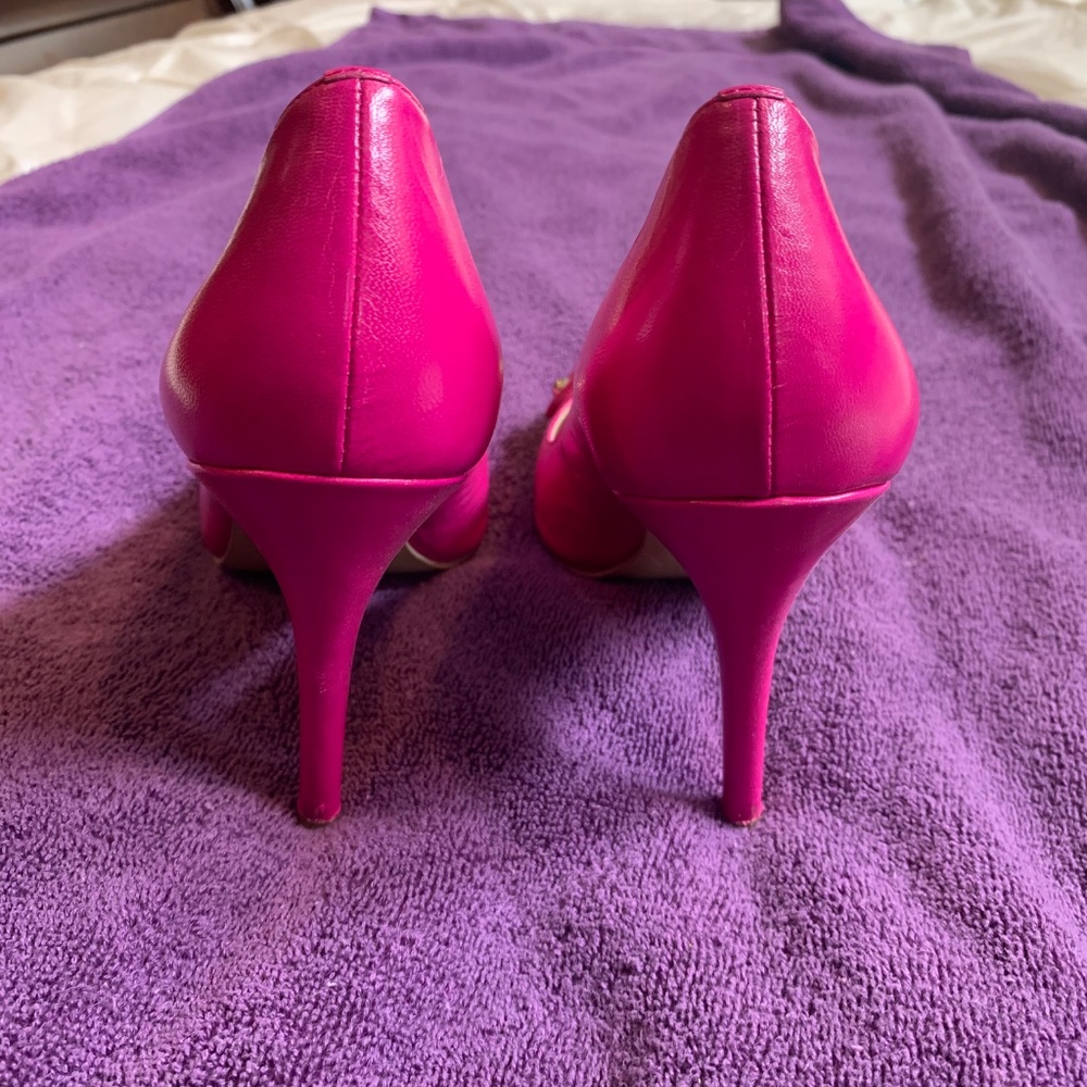 Anne Klein Pink Leather Embellished Pumps sz 8.5M - Picture 6 of 7